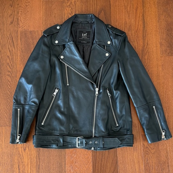 Zara Trf Leather Oversized Motorcycle Jacket Limited Edition size S/M - Picture 6 of 6